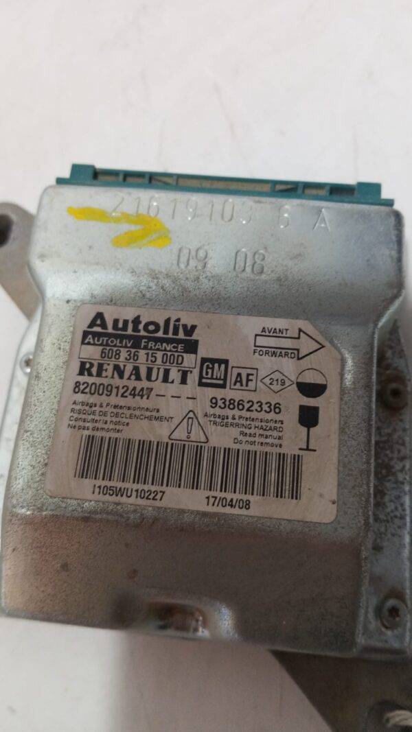 REF 608361500D 8200912447 93862336 21619087-8 CENTRALITA AIRBAG RENAULT TRAFIC 2008 - Imagen 6