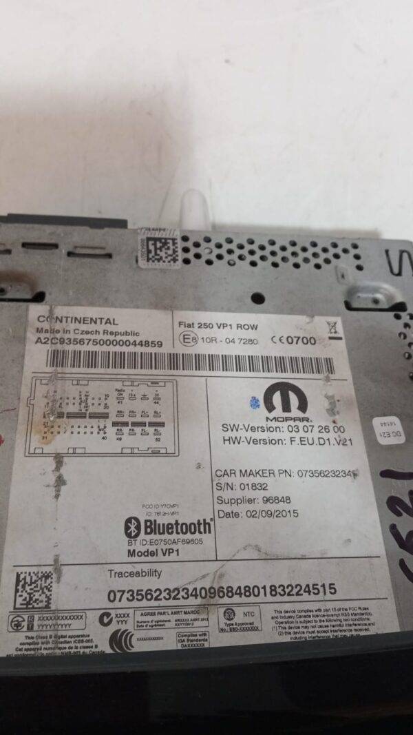 REF A2C81465001 RADIO FIAT DUCATO 2015 BLUETOOTH 07356232340968480183224515 A2C9356750000044859 - Imagen 3